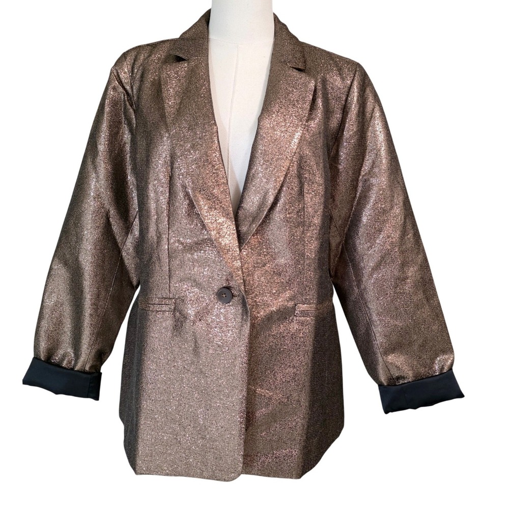 Joan Rivers Blazer Womens Medium Bronze Metallic Red Carpet - Picture 4 of 11